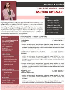 CV dla Kierownika